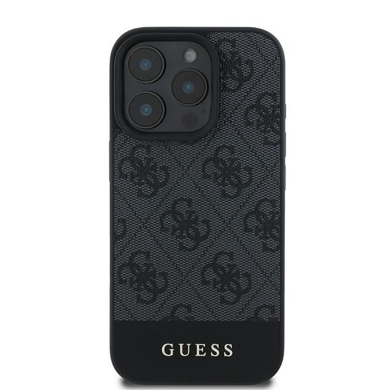 Guess case for iPhone 16 Pro 6,3" GUHCP16LG4GLGR grey hardcase 4G Bottom Stripe - Billede 3