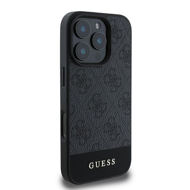 Guess case for iPhone 16 Pro 6,3" GUHCP16LG4GLGR grey hardcase 4G Bottom Stripe - Billede 4