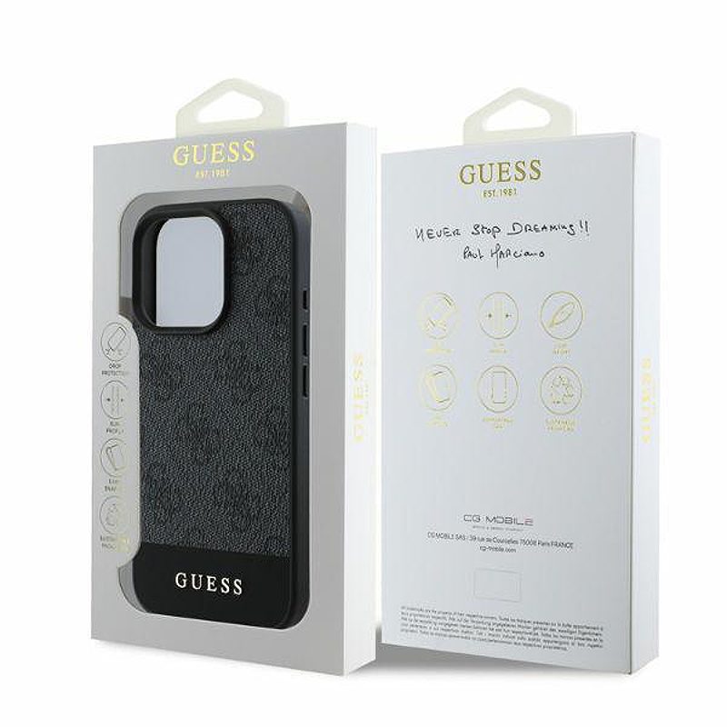 Guess case for iPhone 16 Pro 6,3" GUHCP16LG4GLGR grey hardcase 4G Bottom Stripe - Billede 5