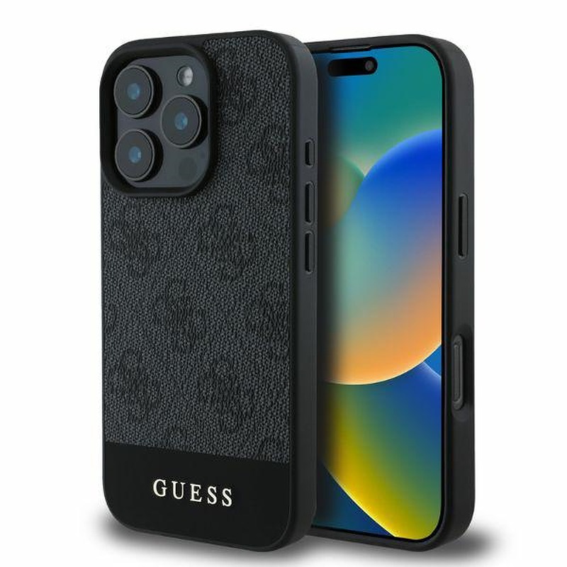 Guess case for iPhone 16 Pro Max 6,9" GUHCP16XG4GLGR grey hardcase 4G Bottom Stripe