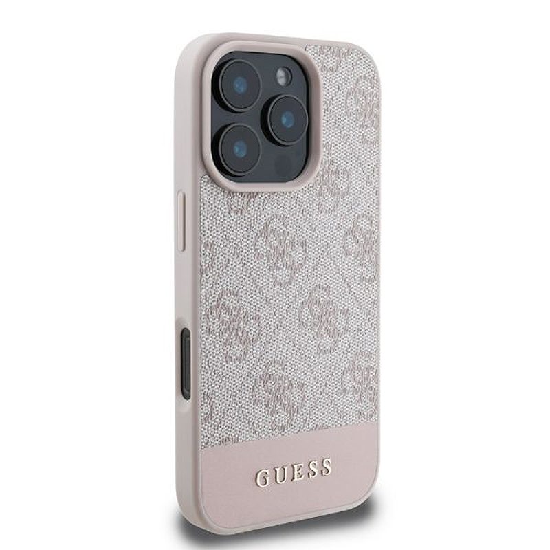 Guess case for iPhone 16 Pro 6,3" GUHCP16LG4GLPI pink hardcase 4G Bottom Stripe - Billede 2