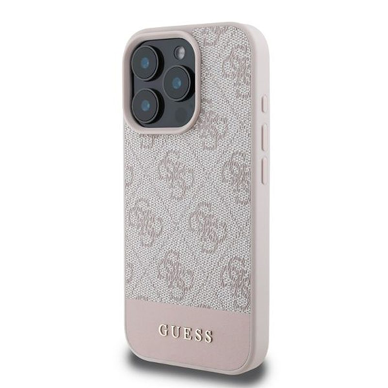 Guess case for iPhone 16 Pro 6,3" GUHCP16LG4GLPI pink hardcase 4G Bottom Stripe - Billede 3