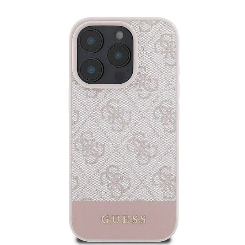 Guess case for iPhone 16 Pro 6,3" GUHCP16LG4GLPI pink hardcase 4G Bottom Stripe - Billede 4