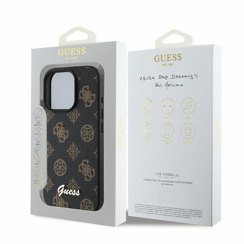 Guess case for iPhone 16 Pro 6,3" GUHMP16LPGPYSK black hardcase Peony Script MagSafe - Billede 4