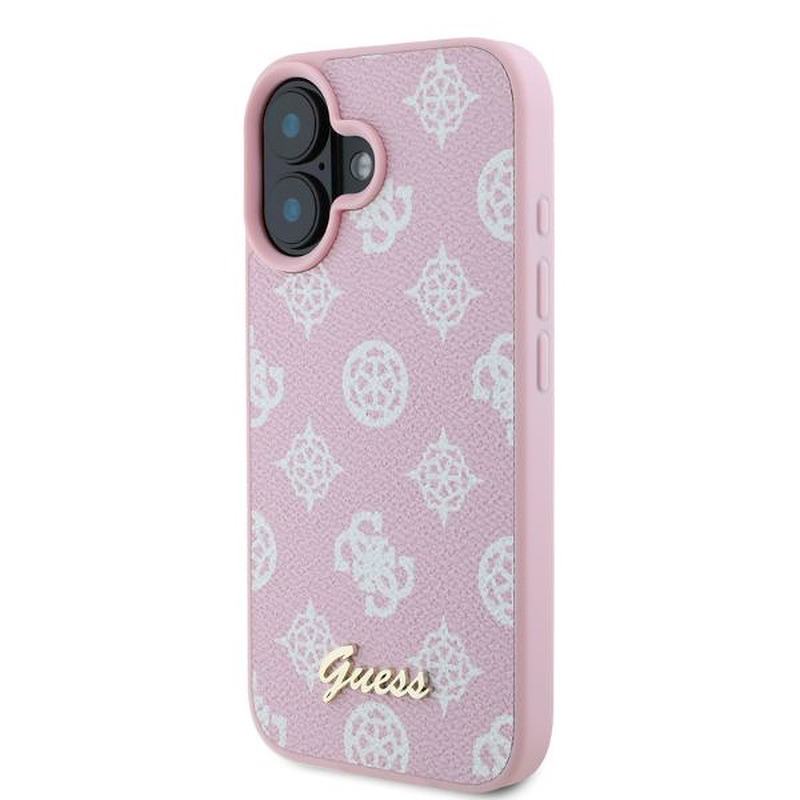 Guess case for iPhone 16 6,1" GUHMP16SPGPYSP pink hardcase Peony Script MagSafe - Billede 2