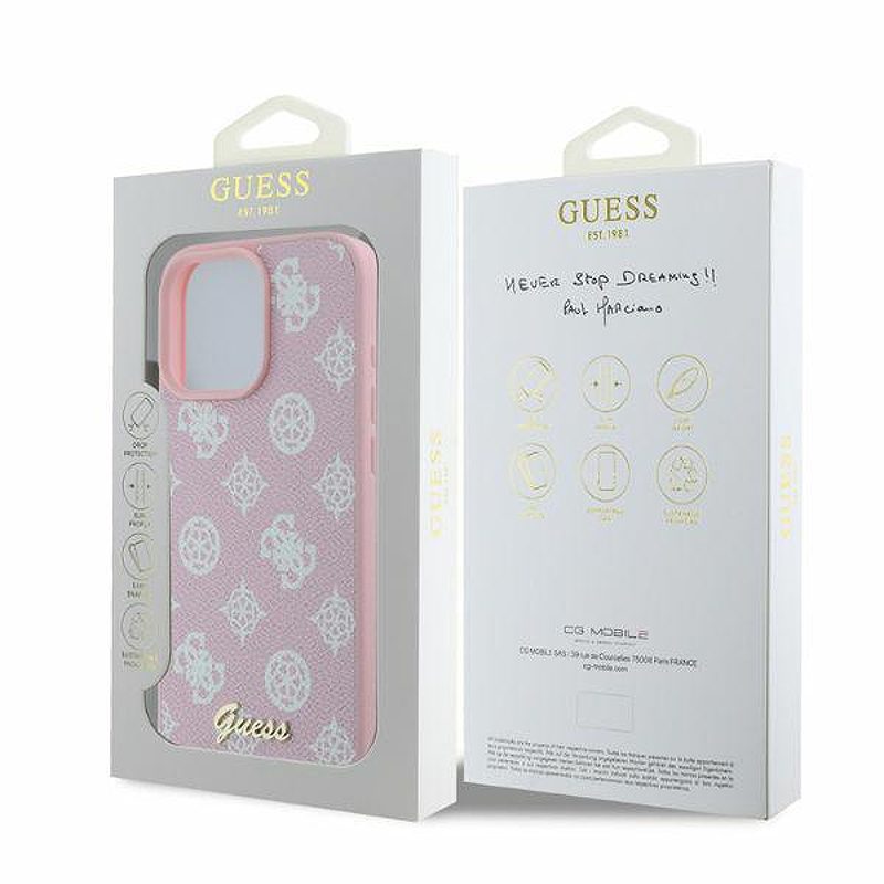 Guess case for iPhone 16 Pro Max 6,9" GUHMP16XPGPYSP pink hardcase Peony Script MagSafe - Billede 4