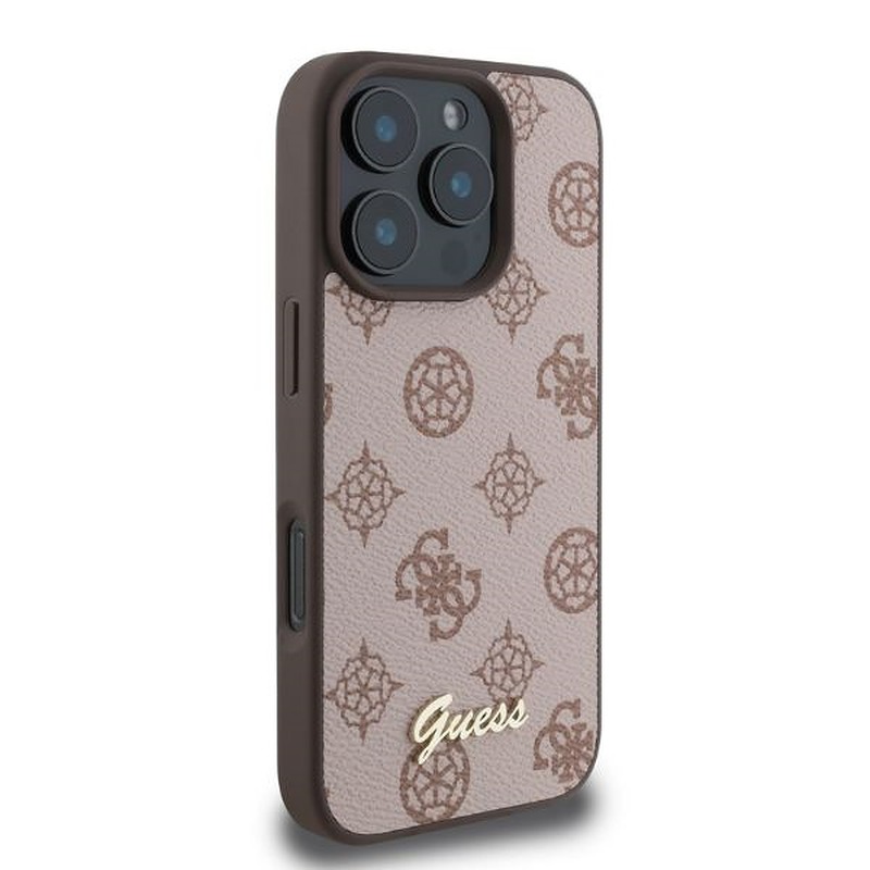 Guess case for iPhone 16 Pro 6,3" GUHMP16LPGPYSW brown hardcase Peony Script MagSafe - Billede 2