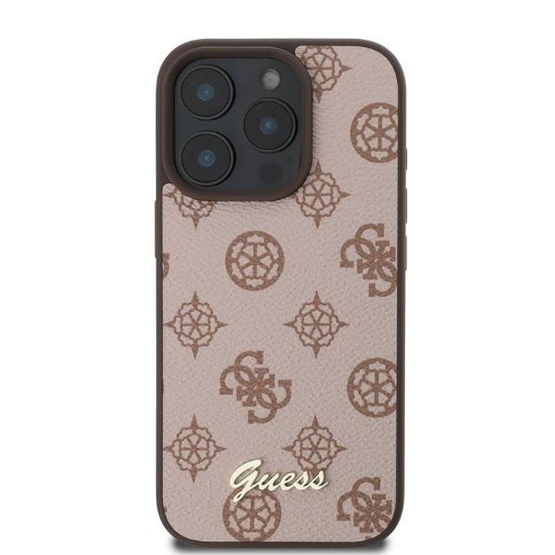 Guess case for iPhone 16 Pro 6,3" GUHMP16LPGPYSW brown hardcase Peony Script MagSafe - Billede 3