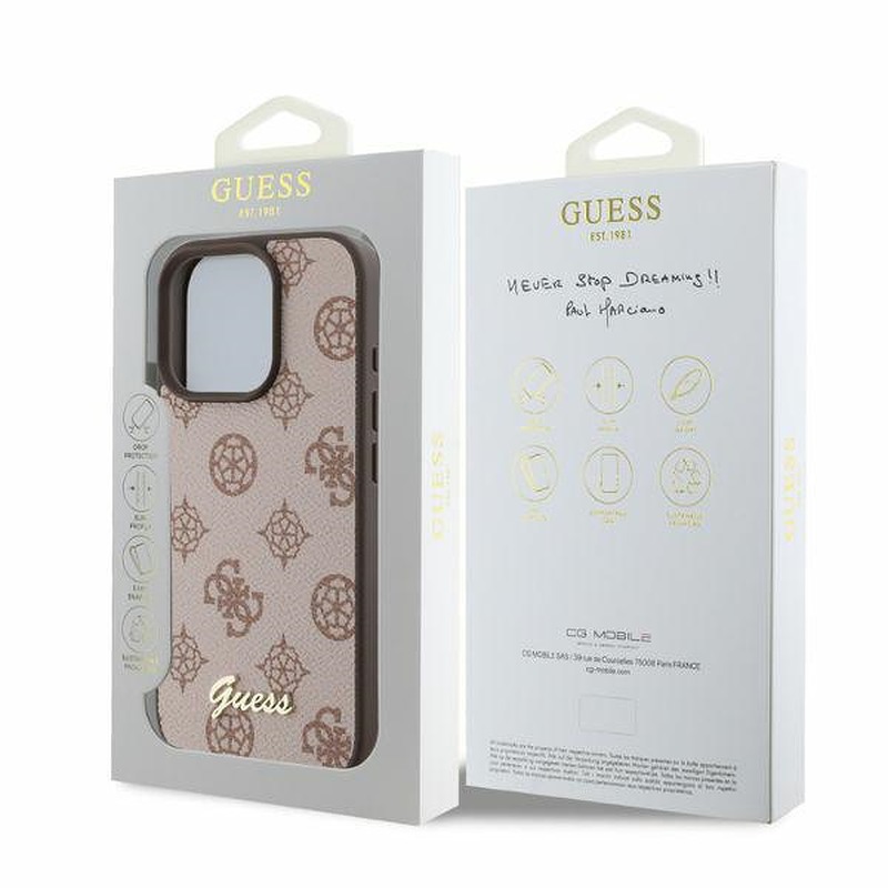 Guess case for iPhone 16 Pro 6,3" GUHMP16LPGPYSW brown hardcase Peony Script MagSafe - Billede 4