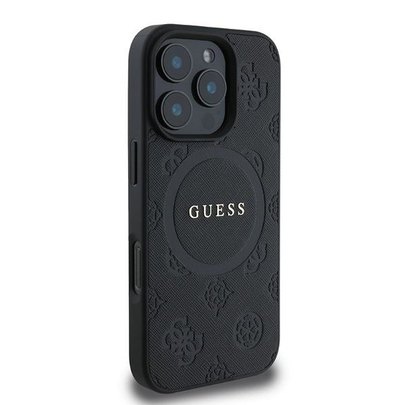 Guess case for iPhone 16 Pro 6,3" GUHMP16LPSAPSMEK black hardcase Saffiano Peony Classic Logo MagSafe - Billede 2