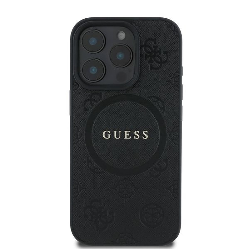 Guess case for iPhone 16 Pro Max 6,9" GUHMP16XPSAPSMEK black hardcase Saffiano Peony Classic Logo MagSafe - Billede 3