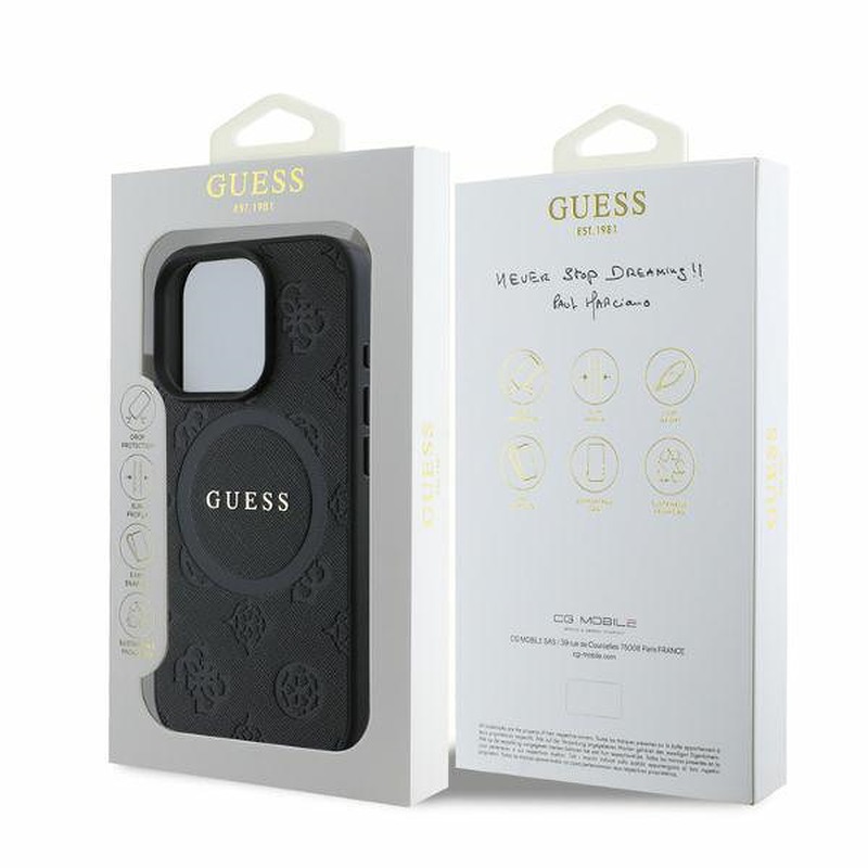 Guess case for iPhone 16 Pro Max 6,9" GUHMP16XPSAPSMEK black hardcase Saffiano Peony Classic Logo MagSafe - Billede 4