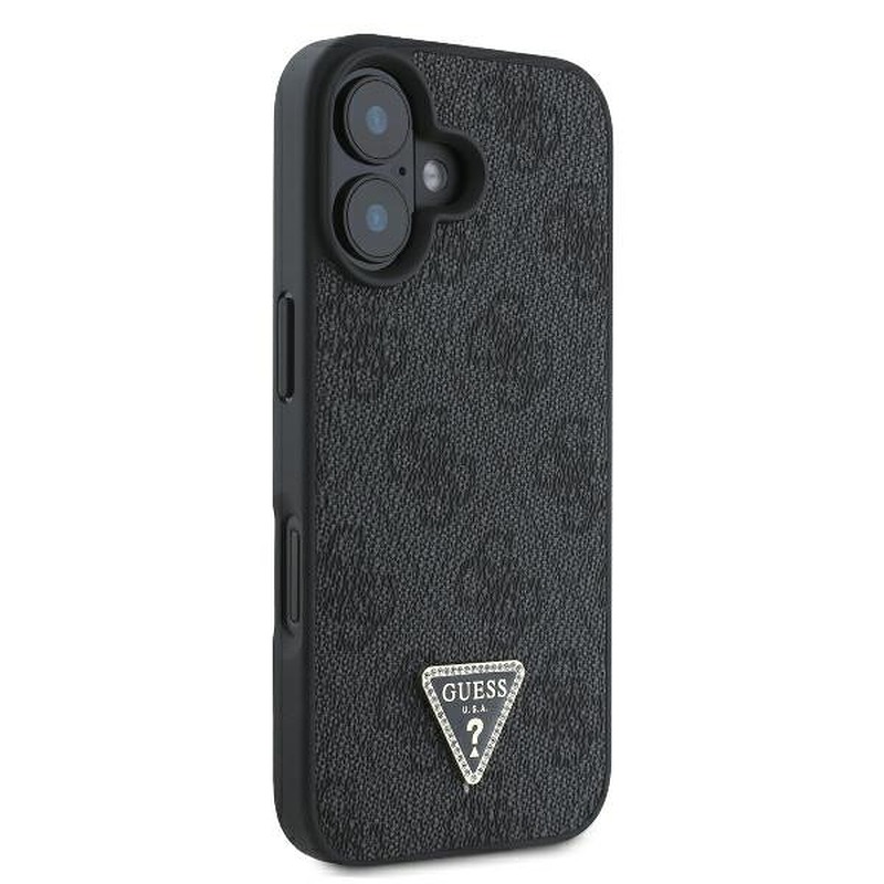 Guess case for iPhone 16 6,1" GUHCP16SP4TDPK Leather 4G Triangle Strass black MagSafe - Billede 4