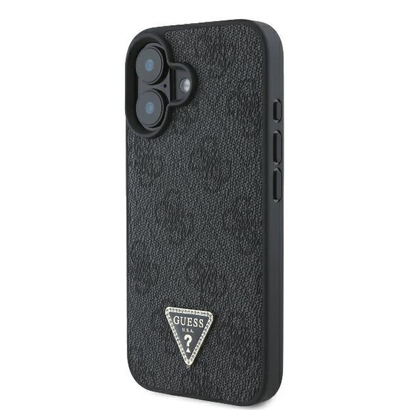 Guess case for iPhone 16 Plus 6,7" GUHCP16MP4TDPK Leather 4G Triangle Strass black MagSafe - Billede 2