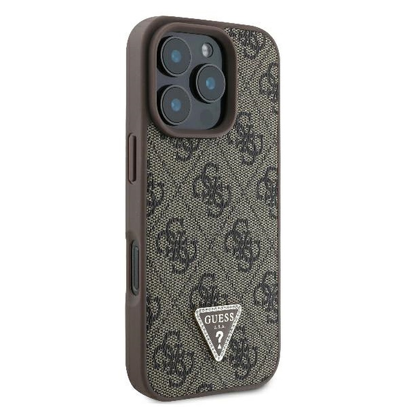 Guess case for iPhone 16 Pro 6,3" GUHCP16LP4TDSCPW Leather Metal Logo Strass Crossbody brown - Billede 4