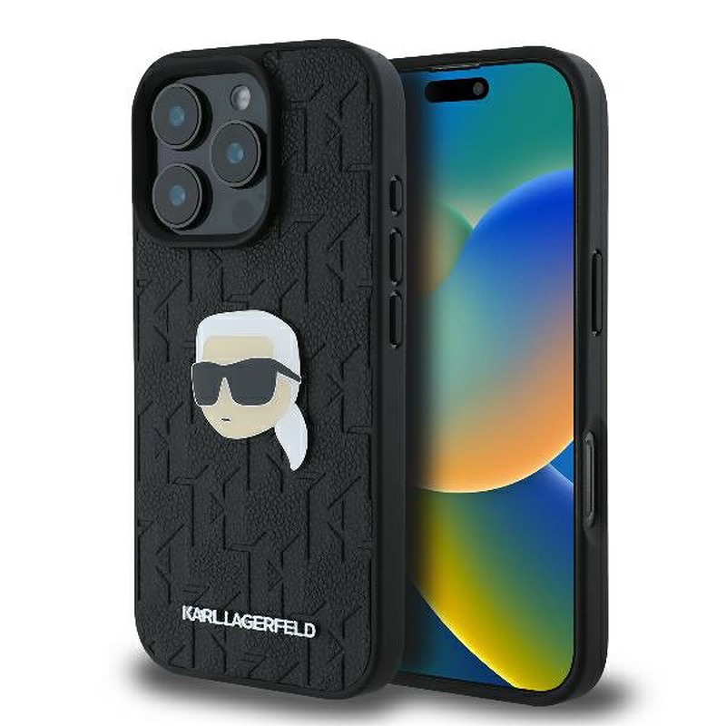 Karl Lagerfeld case for iPhone 16 Pro 6,3" KLHCP16LPGKLKIPK black Hard Monogram Karl Head Pin