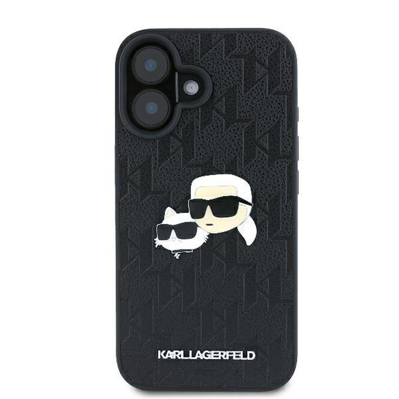 Karl Lagerfeld case for iPhone 16 6,1" KLHCP16SPGKLKCPK black Hard Monogram Karl&Choupette Head Pin - Billede 3
