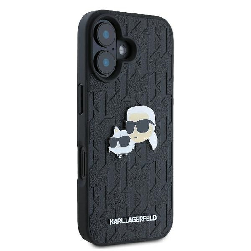 Karl Lagerfeld case for iPhone 16 6,1" KLHCP16SPGKLKCPK black Hard Monogram Karl&Choupette Head Pin - Billede 4