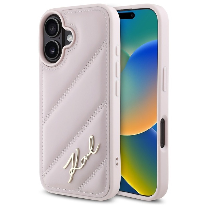 Karl Lagerfeld case for iPhone 16 6,1" KLHCP16SPQDSMGP pink Hard Quilted Signature