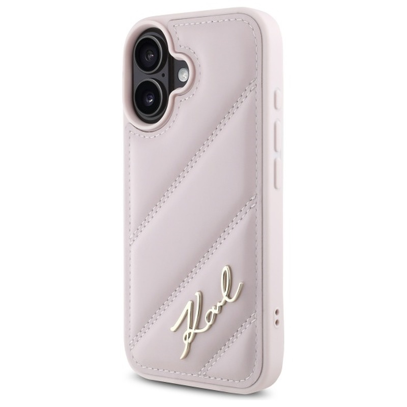 Karl Lagerfeld case for iPhone 16 6,1" KLHCP16SPQDSMGP pink Hard Quilted Signature - Billede 2