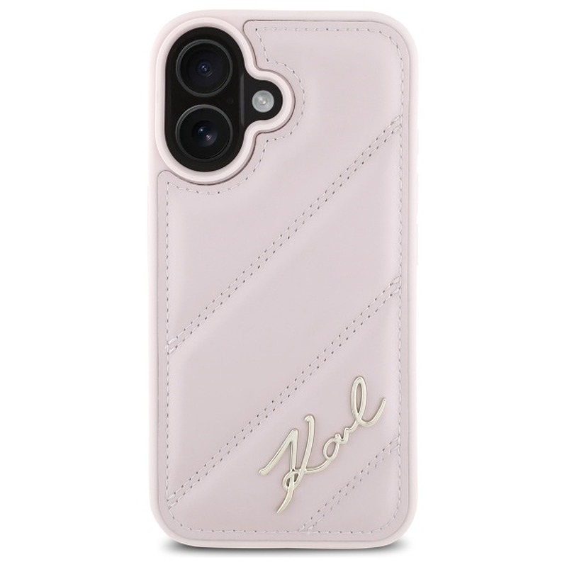 Karl Lagerfeld case for iPhone 16 6,1" KLHCP16SPQDSMGP pink Hard Quilted Signature - Billede 3