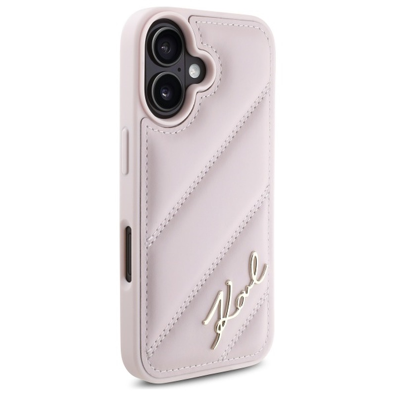 Karl Lagerfeld case for iPhone 16 6,1" KLHCP16SPQDSMGP pink Hard Quilted Signature - Billede 4