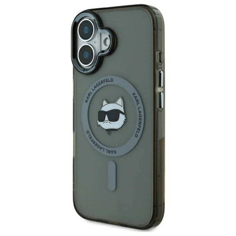 Karl Lagerfeld case for iPhone 16 6,1" KLHMP16SHLSCHK black Hard IML Metal Choupette Head MagSafe - Billede 2
