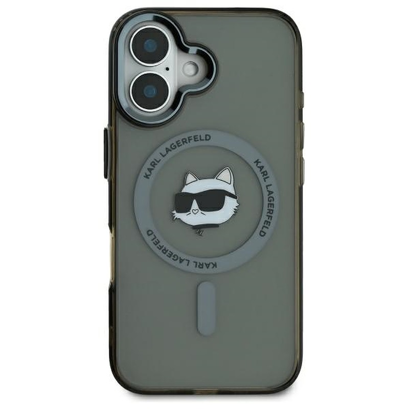 Karl Lagerfeld case for iPhone 16 6,1" KLHMP16SHLSCHK black Hard IML Metal Choupette Head MagSafe - Billede 3