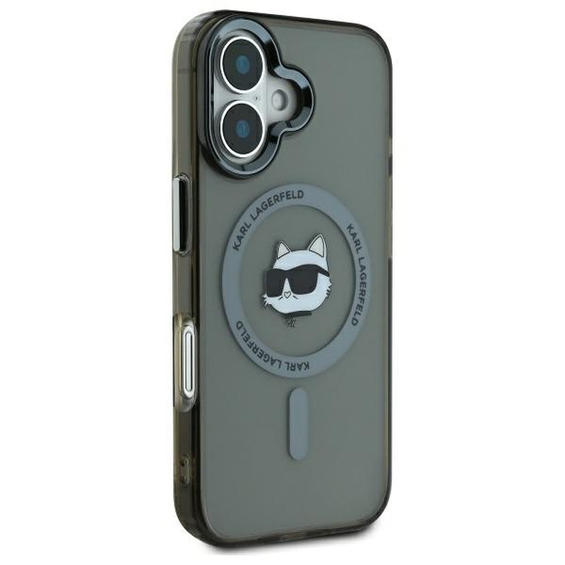 Karl Lagerfeld case for iPhone 16 6,1" KLHMP16SHLSCHK black Hard IML Metal Choupette Head MagSafe - Billede 4