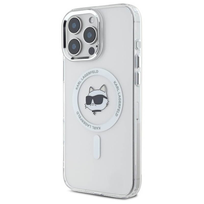 Karl Lagerfeld case for iPhone 16 Pro Max 6,9" KLHMP16XHLSCHH white Hard IML Metal Choupette Head MagSafe - Billede 2