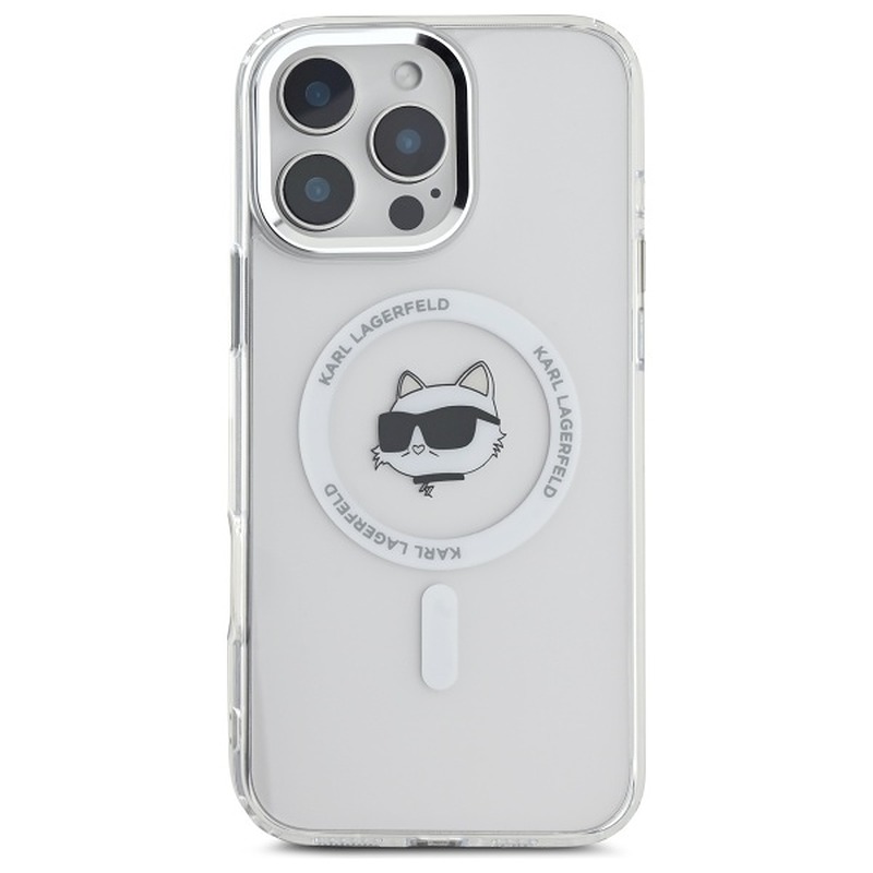 Karl Lagerfeld case for iPhone 16 Pro Max 6,9" KLHMP16XHLSCHH white Hard IML Metal Choupette Head MagSafe - Billede 3