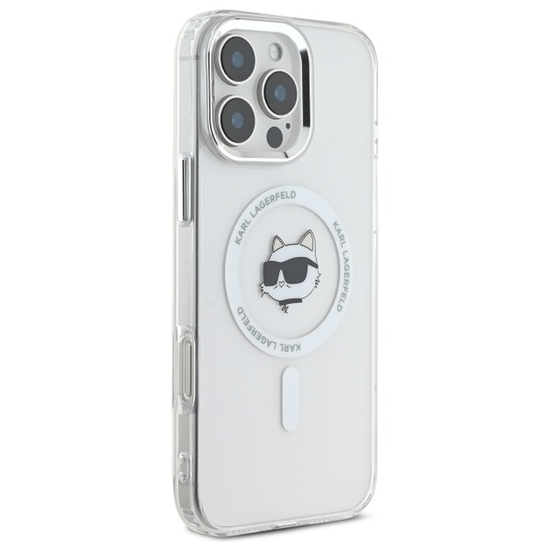 Karl Lagerfeld case for iPhone 16 Pro Max 6,9" KLHMP16XHLSCHH white Hard IML Metal Choupette Head MagSafe - Billede 4