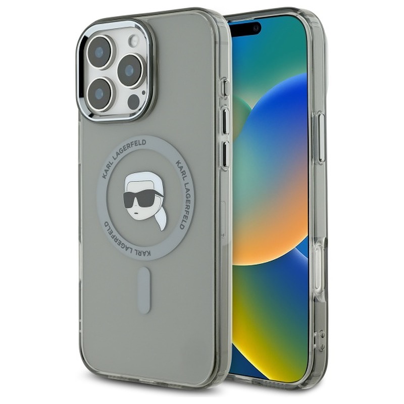 Karl Lagerfeld case for iPhone 16 Pro Max 6,9" KLHMP16XHLSKIK black Hard IML Metal Karl Head MagSafe