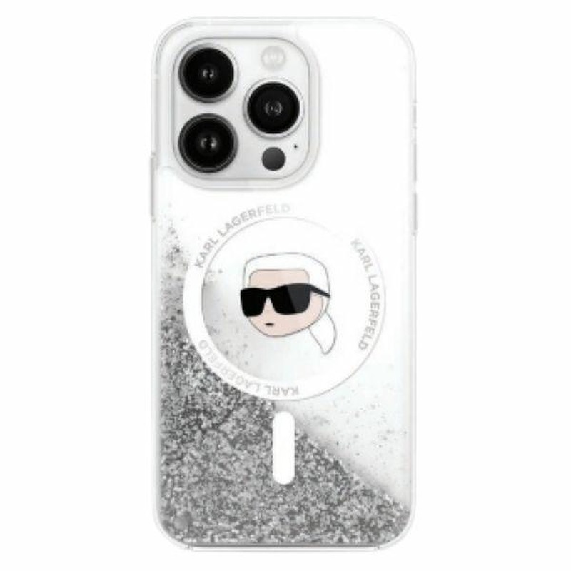 Karl Lagerfeld case for iPhone 16 Pro Max 6,9" KLHMP16XLGKISGH transparent Hard Liquid Glitter Karl Head MagSafe