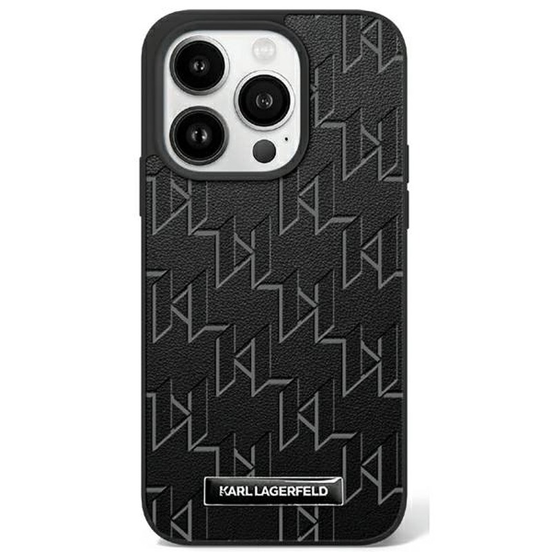 Karl Lagerfeld case for iPhone 16 Pro Max 6,9" KLHMP16XPKHPORPK black Hard Leather Monogram Metal Logo MagSafe