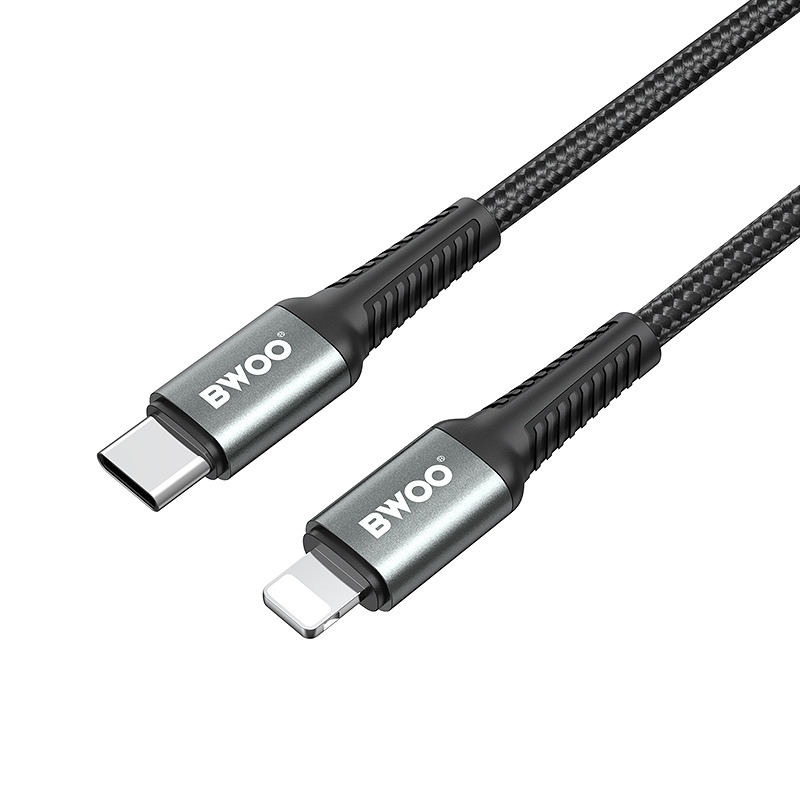 BWOO Braided Cable USB-C - Lightning 2m 30W black - Billede 3