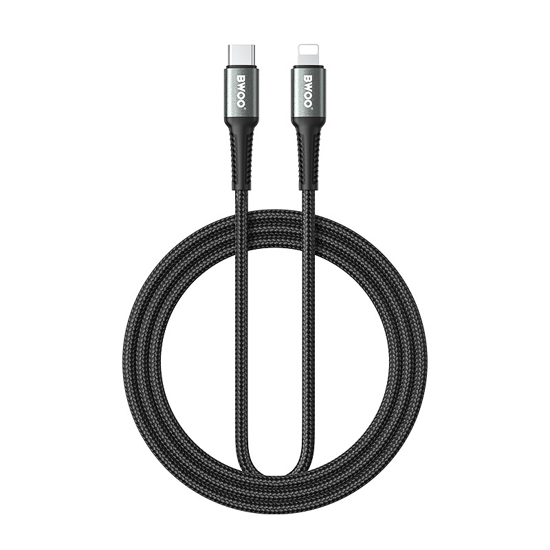 BWOO Braided Cable USB-C - Lightning 3m 30W black