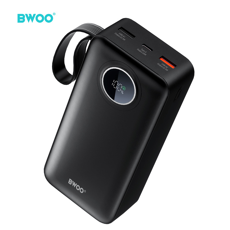 BWOO 22,5W 30000 mAh power bank with LCD screen, black - Billede 3