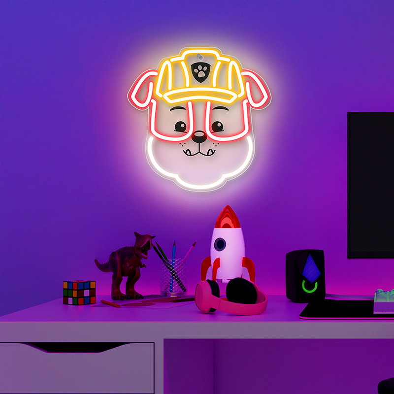 Hanging neon LED Paw Patrol on plexiglass - Rubble OW-130446 - Billede 2