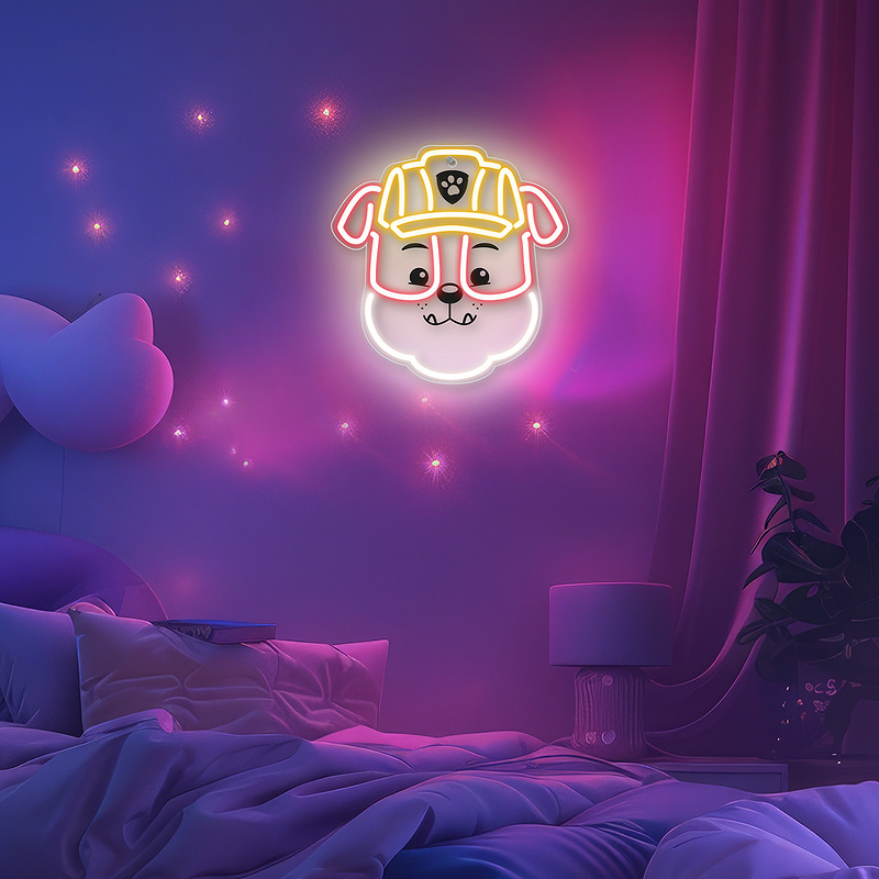 Hanging neon LED Paw Patrol on plexiglass - Rubble OW-130446 - Billede 5