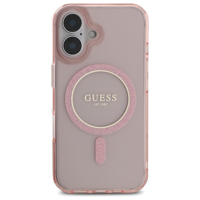 Guess HC MagSafe IML Glitter Circle case for iPhone 16 6,1" pink - Billede 3