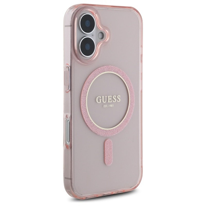 Guess HC MagSafe IML Glitter Circle case for iPhone 16 6,1" pink - Billede 4