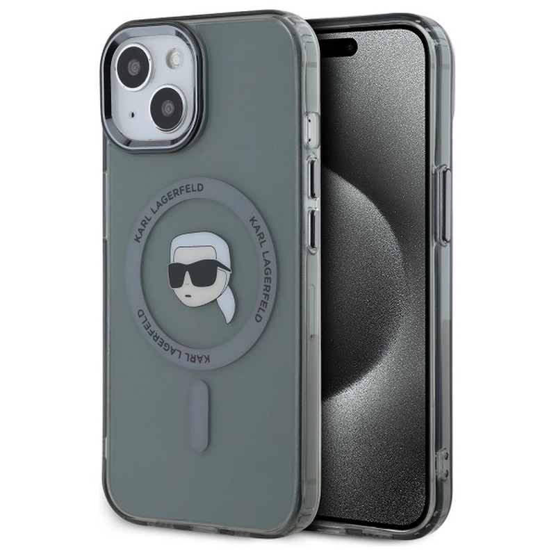 Karl Lagerfeld HC MagSafe IML Metal K. Head case for iPhone 15 6,1" black