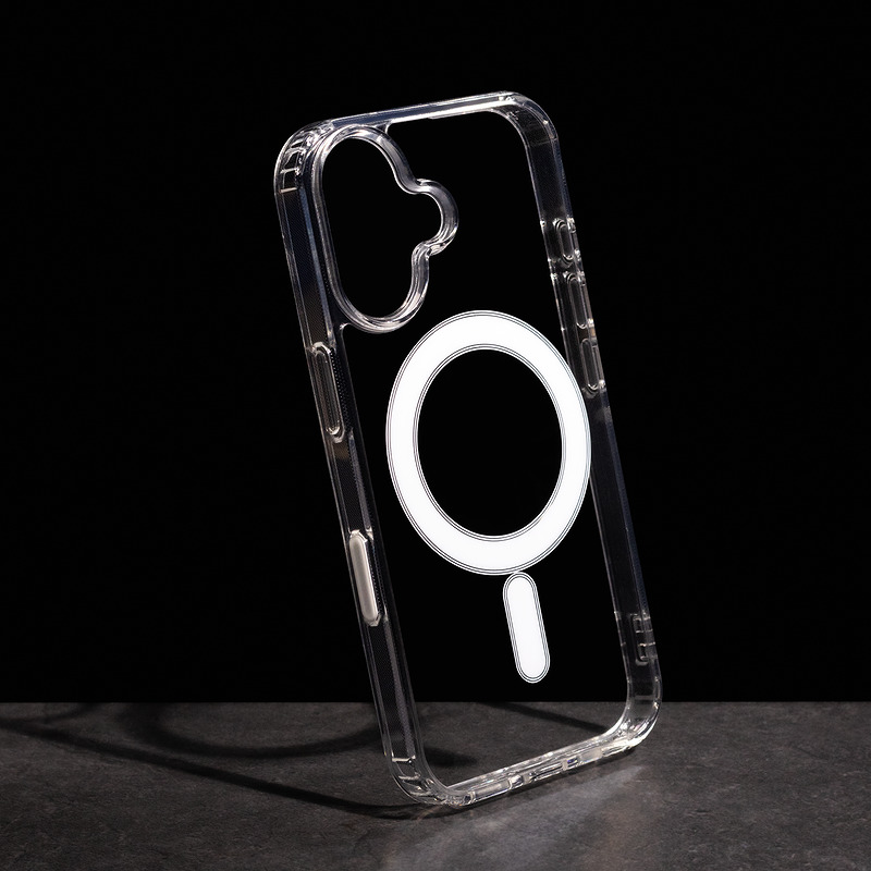 Anti Shock 1,5 mm Mag case for iPhone 16 6,1" transparent big hole + button - Billede 5