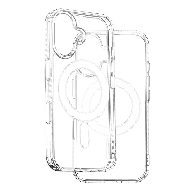 Anti Shock 1,5 mm Mag case for iPhone 16 Pro 6,3" transparent big hole + button