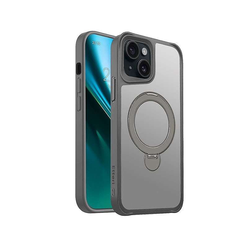 Etteri Matt Mag Ring case for iPhone 15 6,1" grey