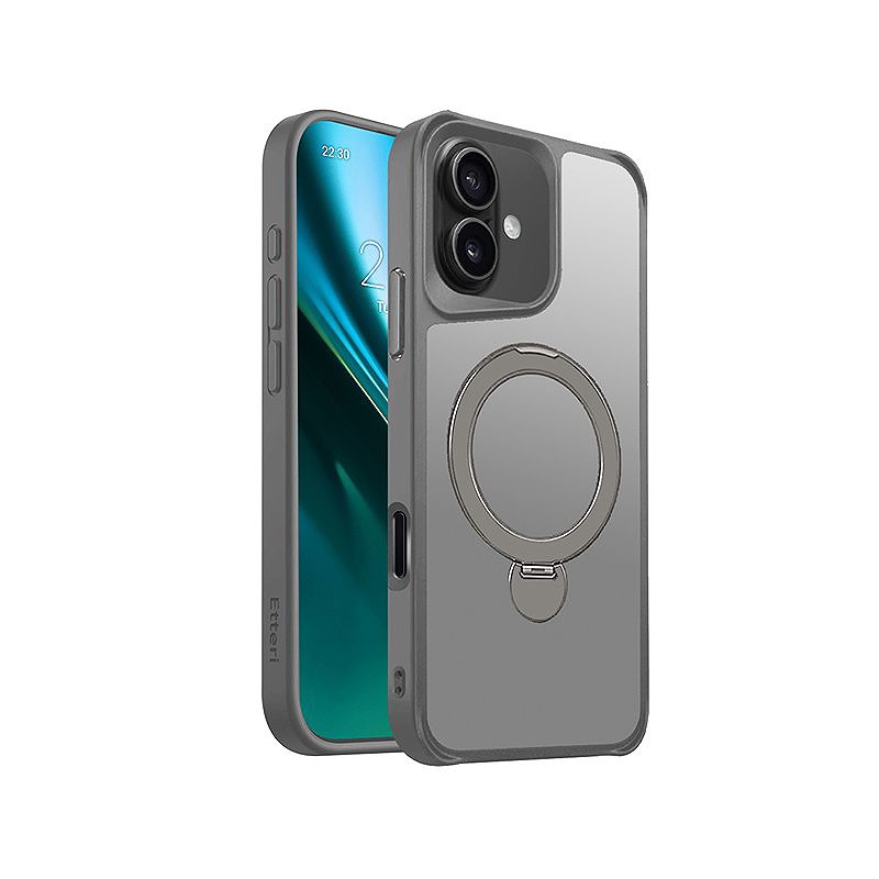 Etteri Matt Mag Ring case for iPhone 16 6,1" grey