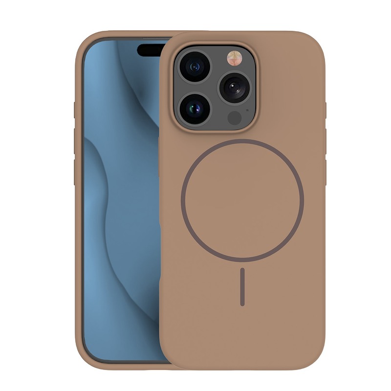 Silicone Thin Mag case for iPhone 15 Pro 6,1" brown