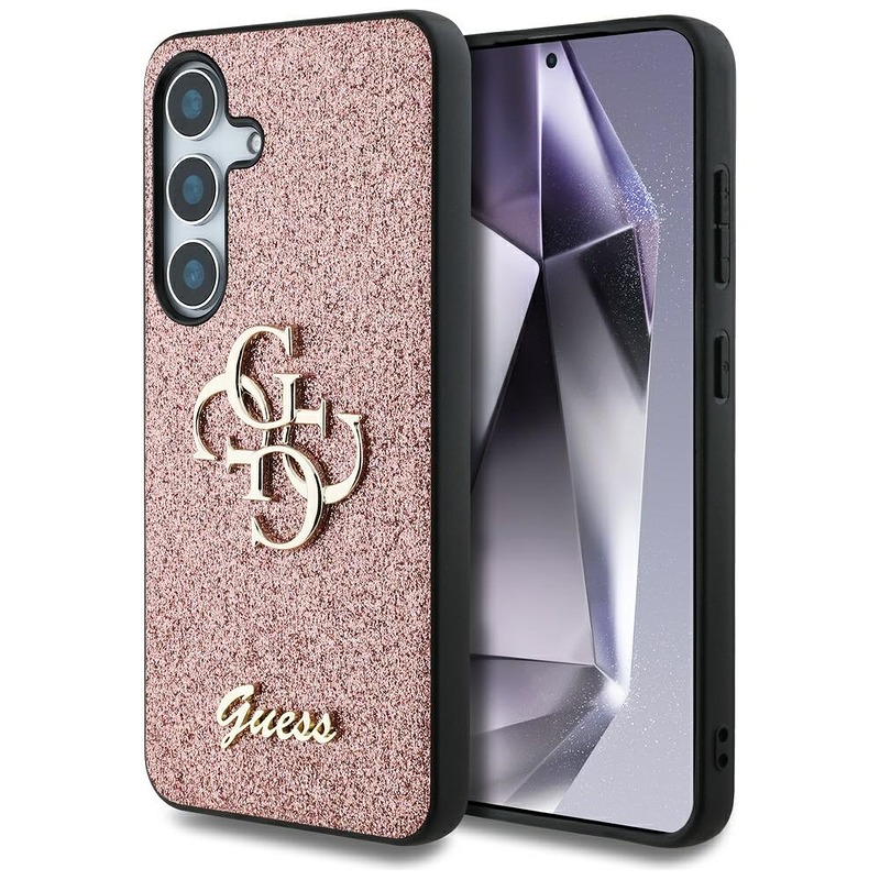 Guess HC Fixed Glitter Big 4G case for Samsung Galaxy S25 pink