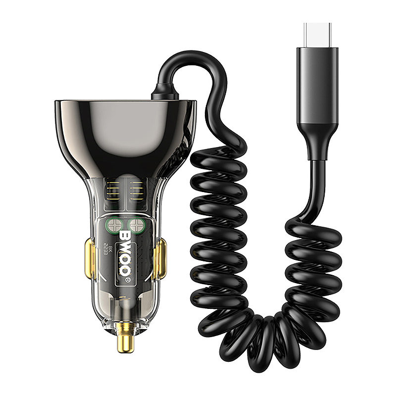 BWOO CC96C 30W PD car charger 1x USB-C 1x USB port with USB-C cable gray - Billede 3